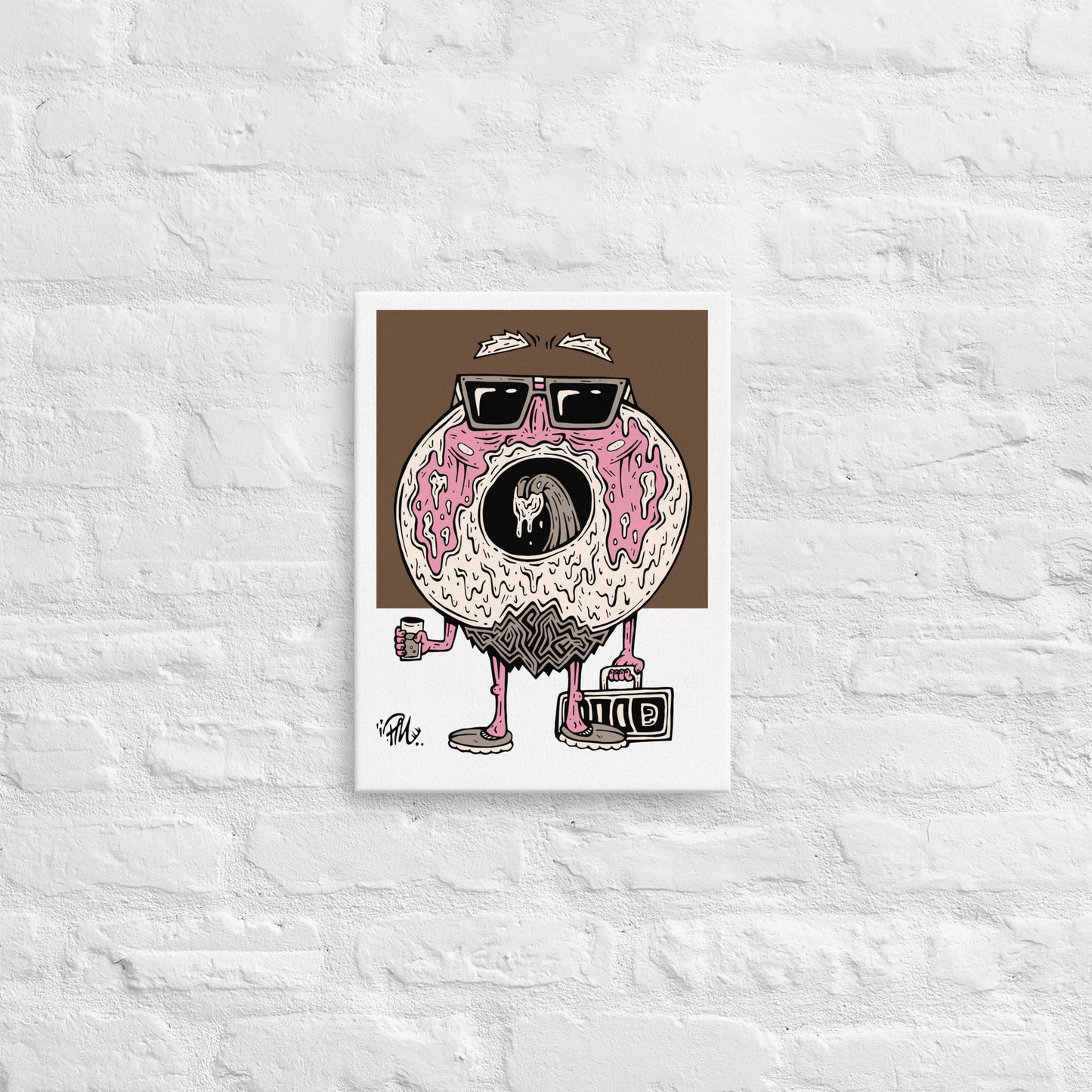 Strawberry Donald Donut 12x16 Slim Canvas