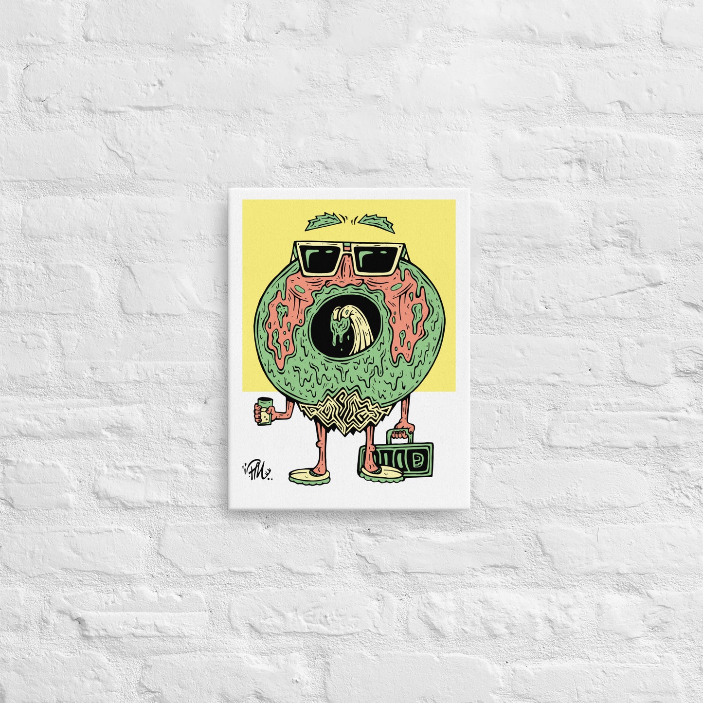 Jade Frosting Donald Donut 12x16 Slim Canvas