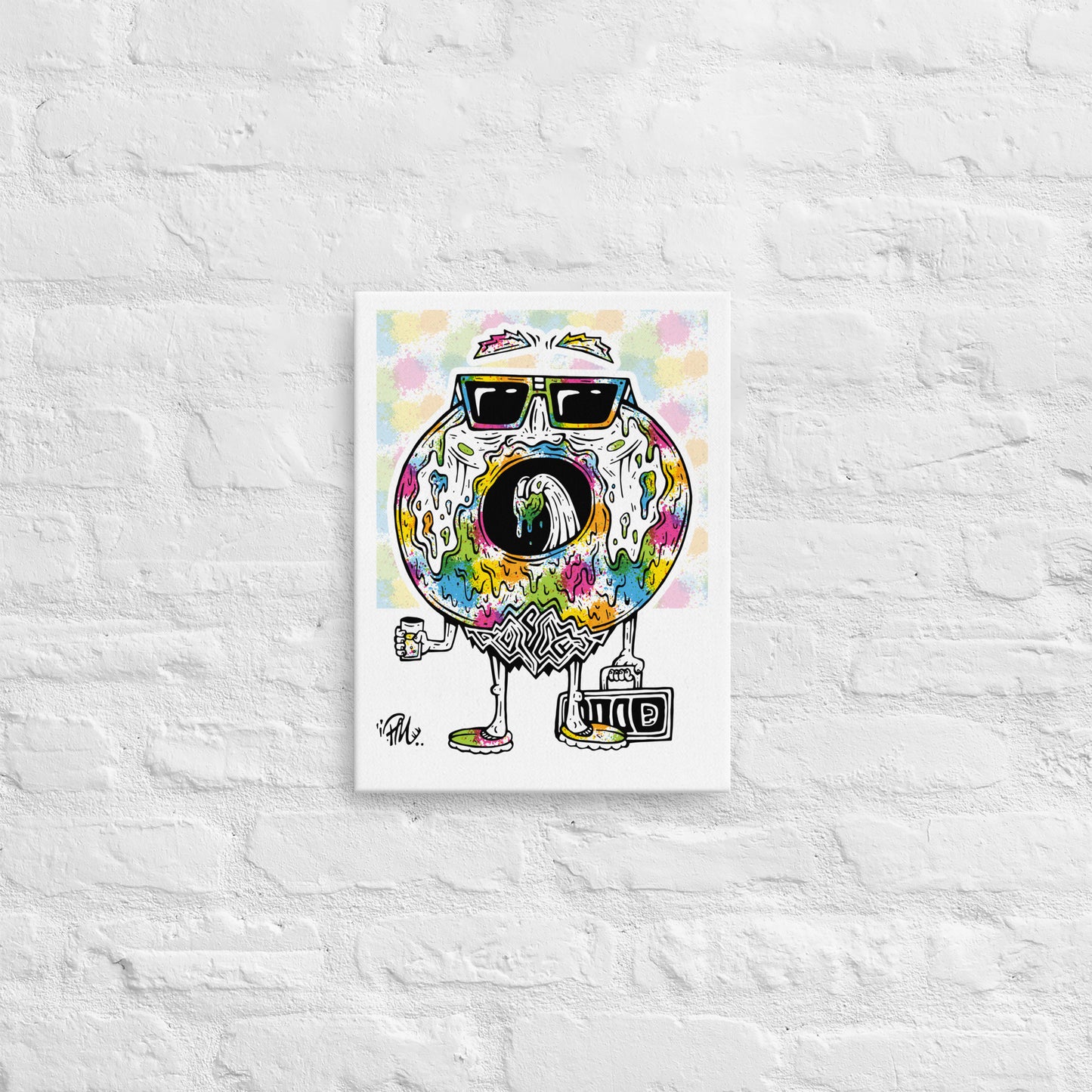 Birthday Cake Donald Donut 12x16 Slim Canvas